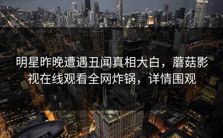 明星昨晚遭遇丑闻真相大白，蘑菇影视在线观看全网炸锅，详情围观