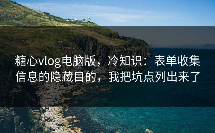 糖心vlog电脑版，冷知识：表单收集信息的隐藏目的，我把坑点列出来了